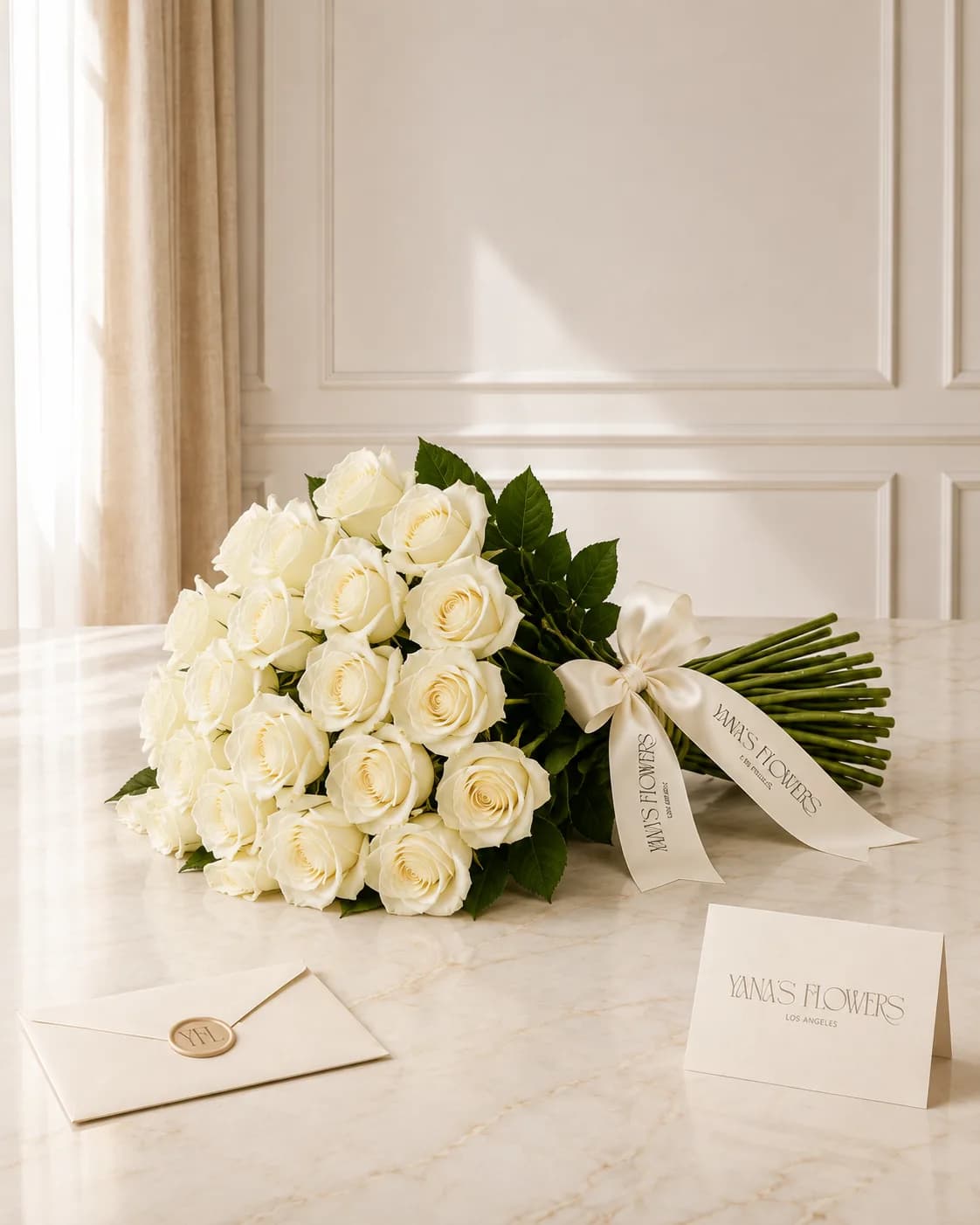 Pearl Rose hand-tied bouquet by Yana's Flowers