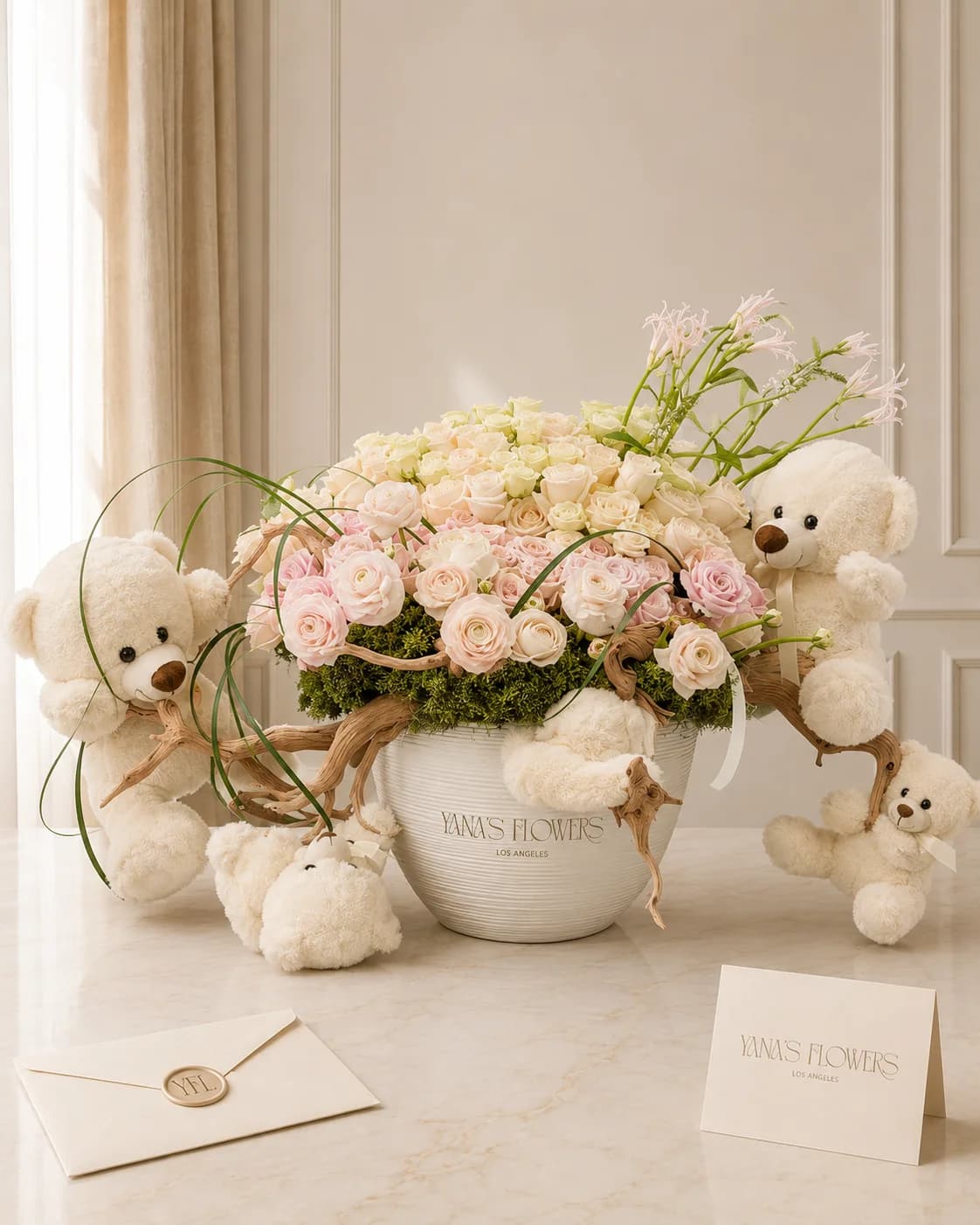 Cloudside Cuddles vase arrangement by Yana's Flowers