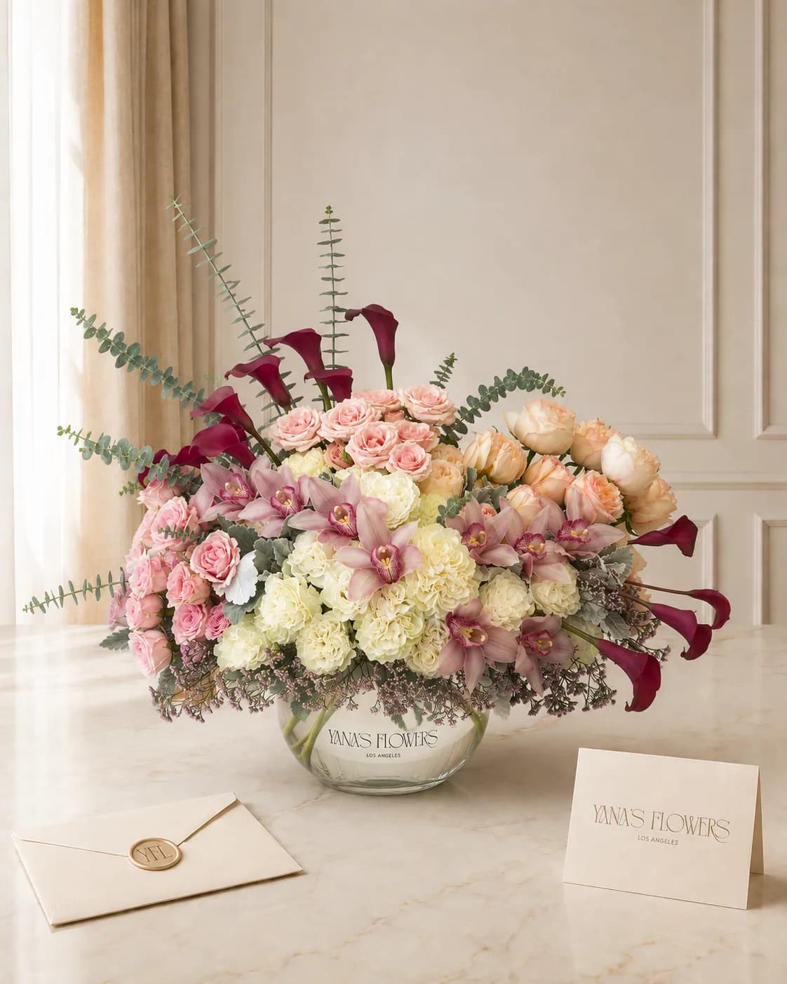 Velvet Crescent vase arrangement by Yana's Flowers