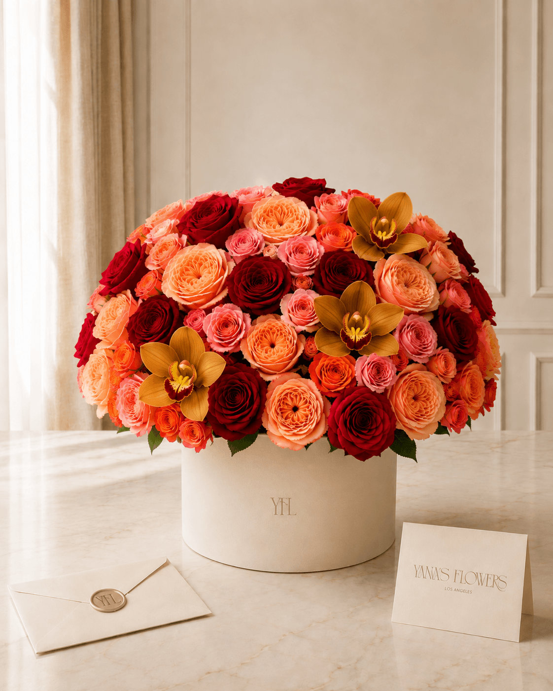 Sienna Orchid flower box arrangement by Yana's Flowers