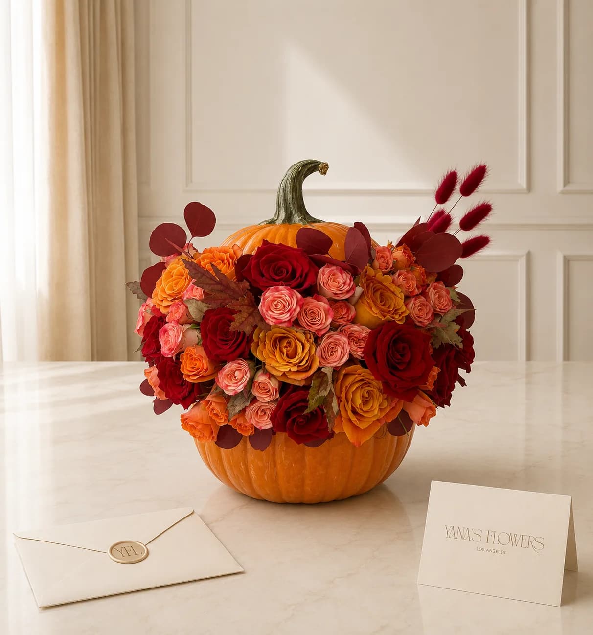 Pumpkin Kiss floral arrangement by Yana's Flowers