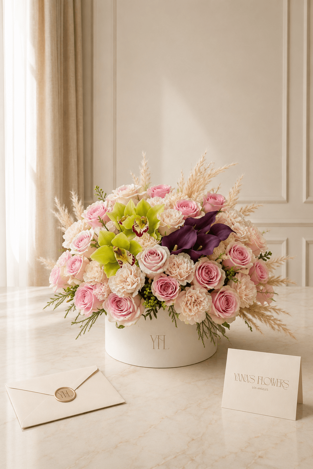 Velvet Calla flower box arrangement by Yana's Flowers
