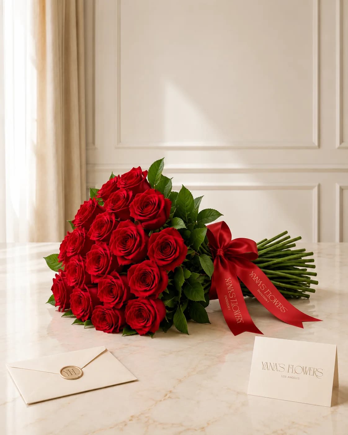 Scarlet Reserve hand-tied bouquet by Yana's Flowers