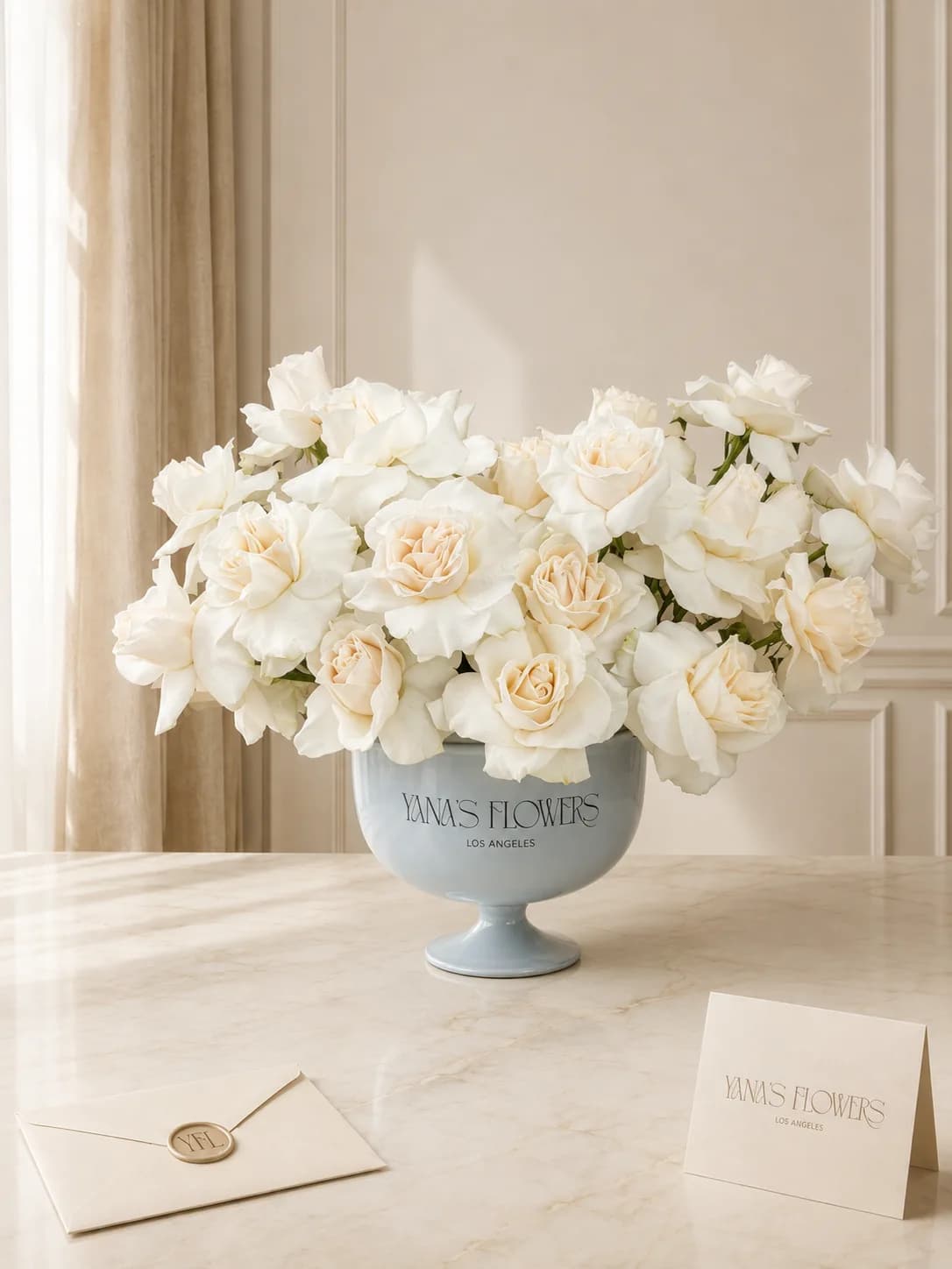 Ivory Reverie vase arrangement by Yana's Flowers
