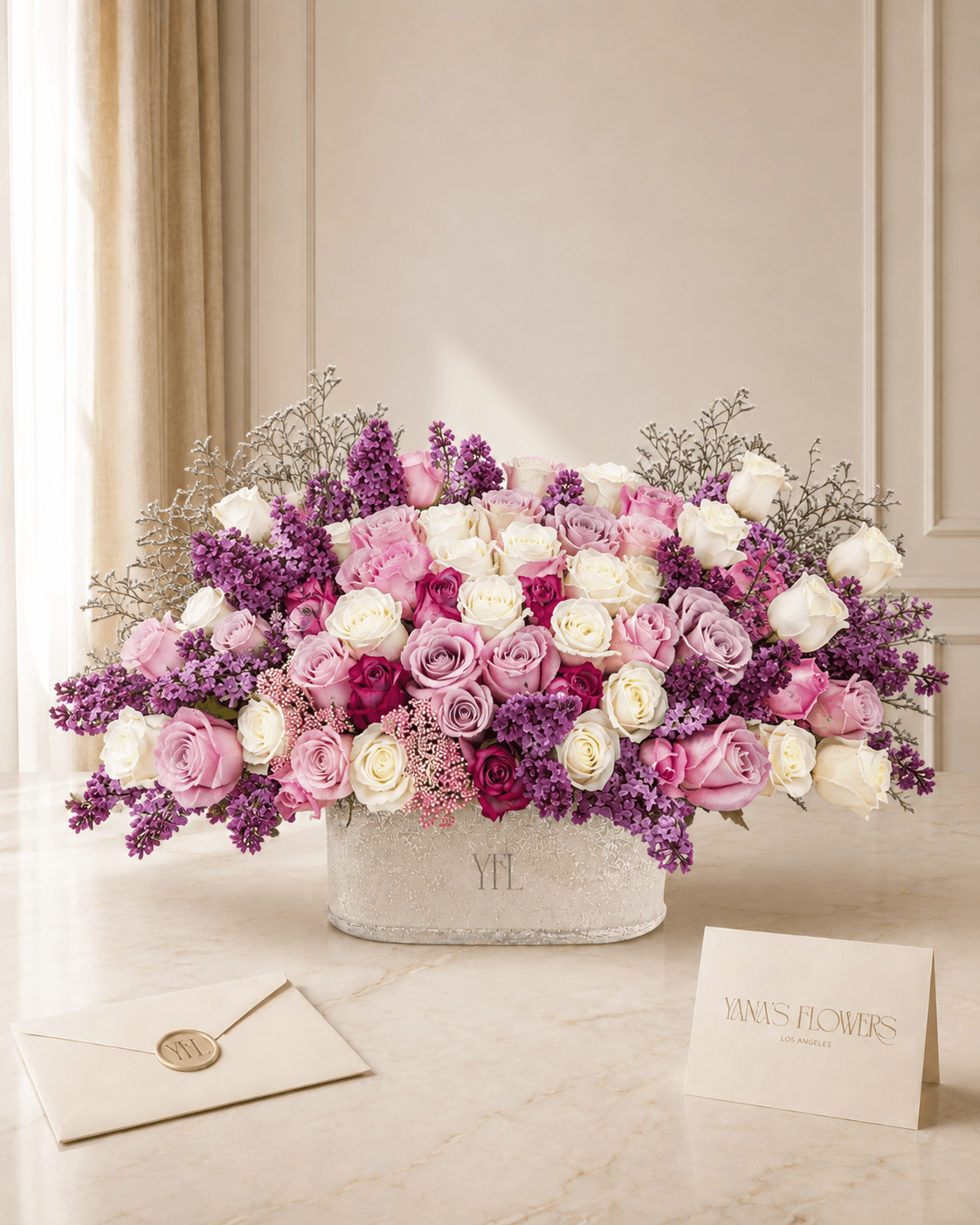 Mauve Garden vase arrangement by Yana's Flowers