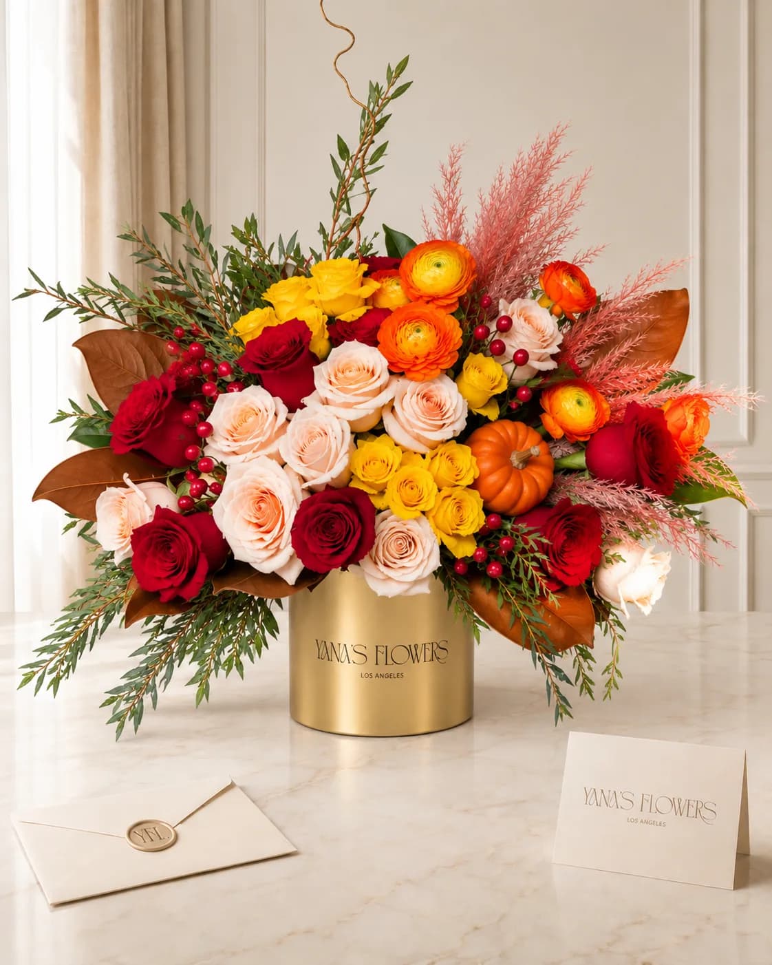 Harvest Radiance vase arrangement by Yana's Flowers