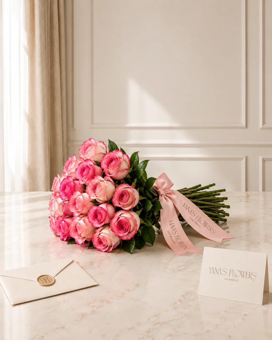 Rosé Garden hand-tied bouquet by Yana's Flowers