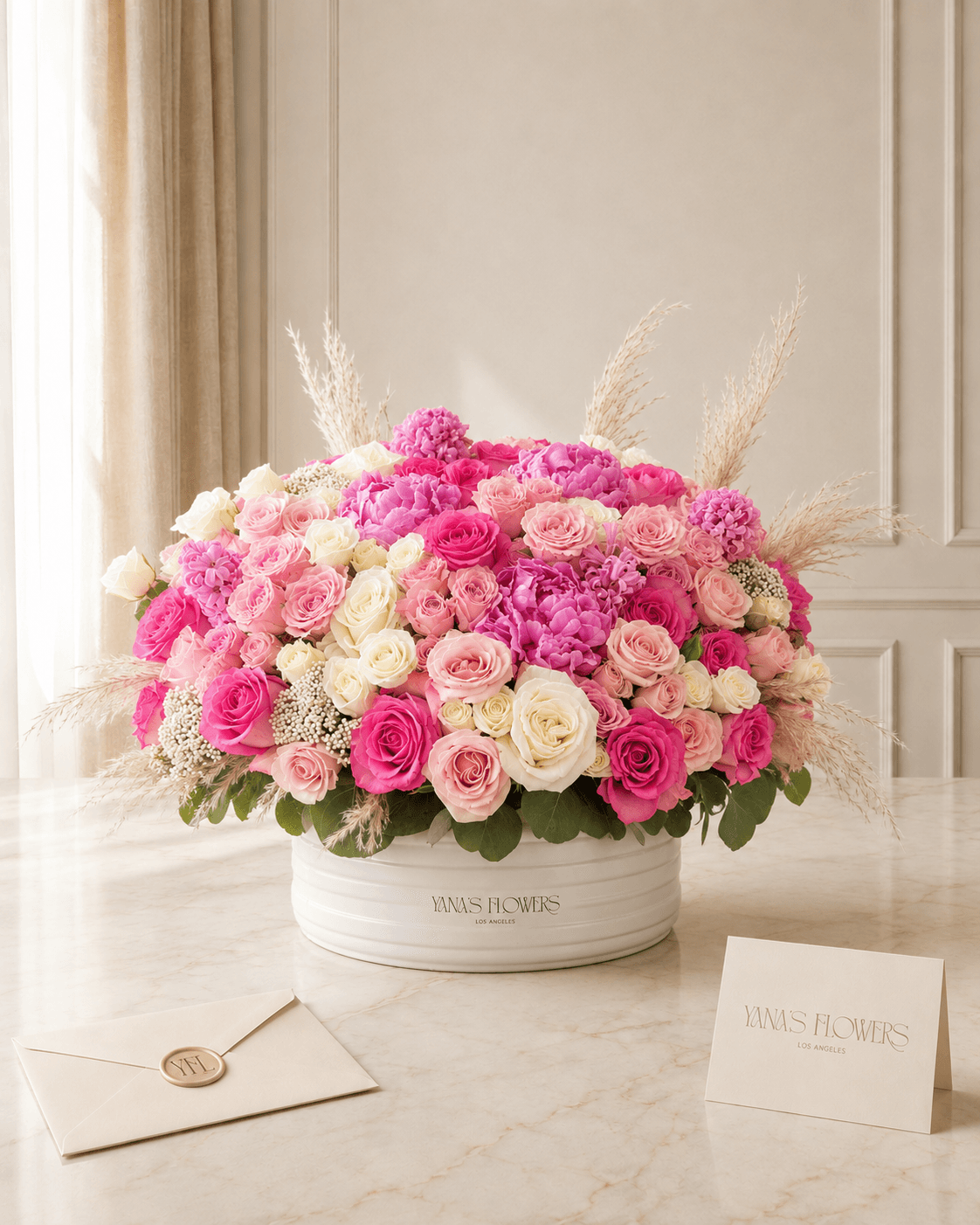 Pink Meadow vase arrangement by Yana's Flowers