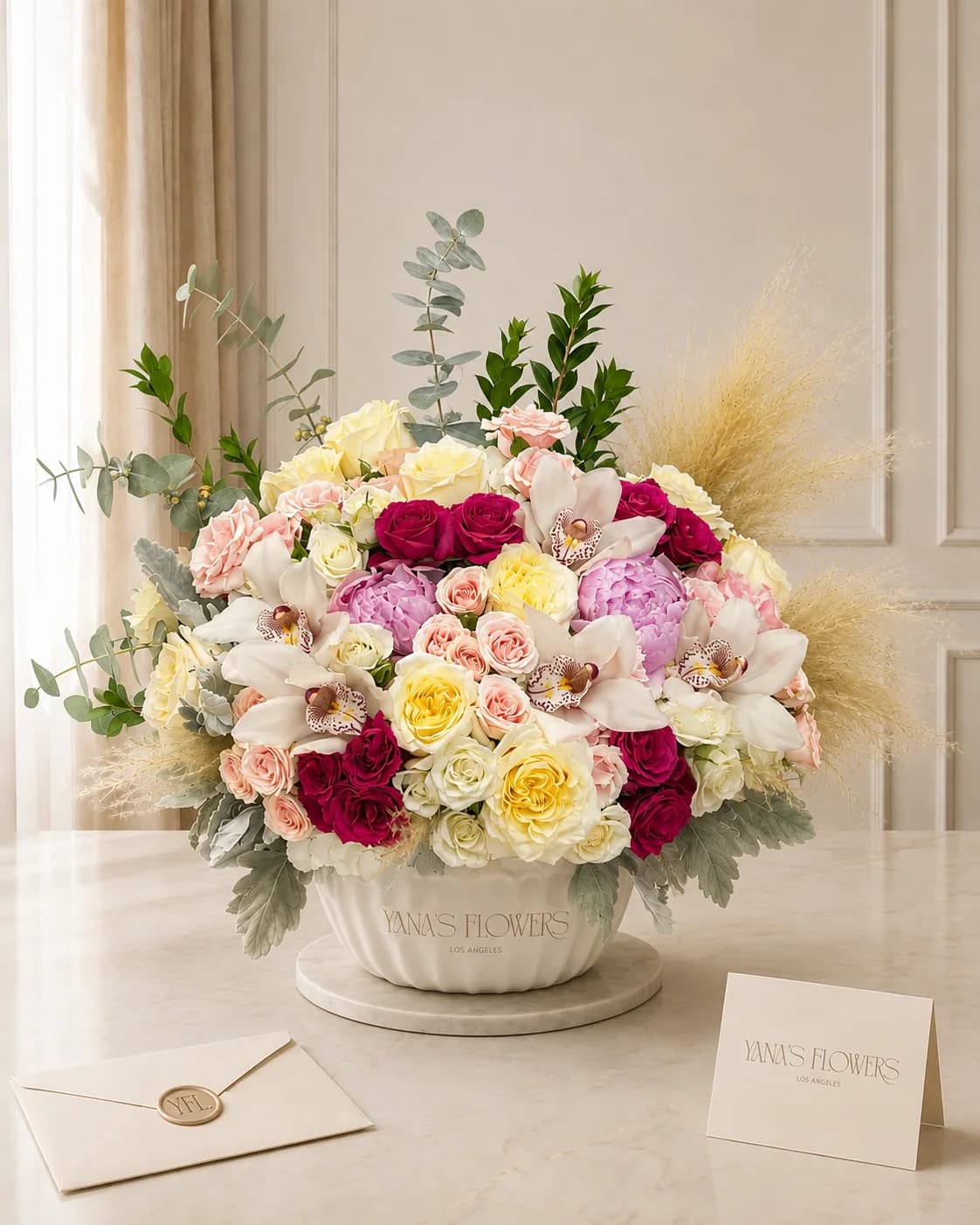 Champagne Magnolia vase arrangement by Yana's Flowers